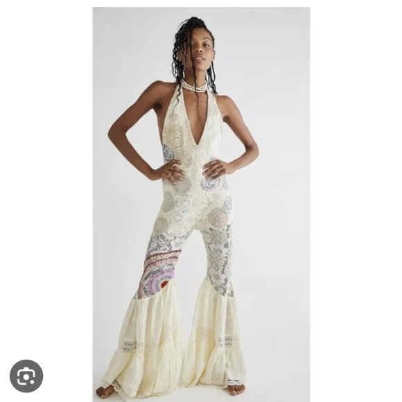 Free People Cream and Multicolor Jumpsuit - Picture 1 of 10